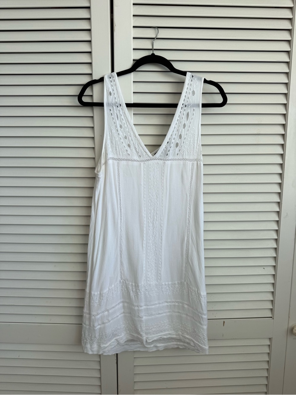 Sanctuary - White Crochet-Trim Swim Cover-Up Dress - M
